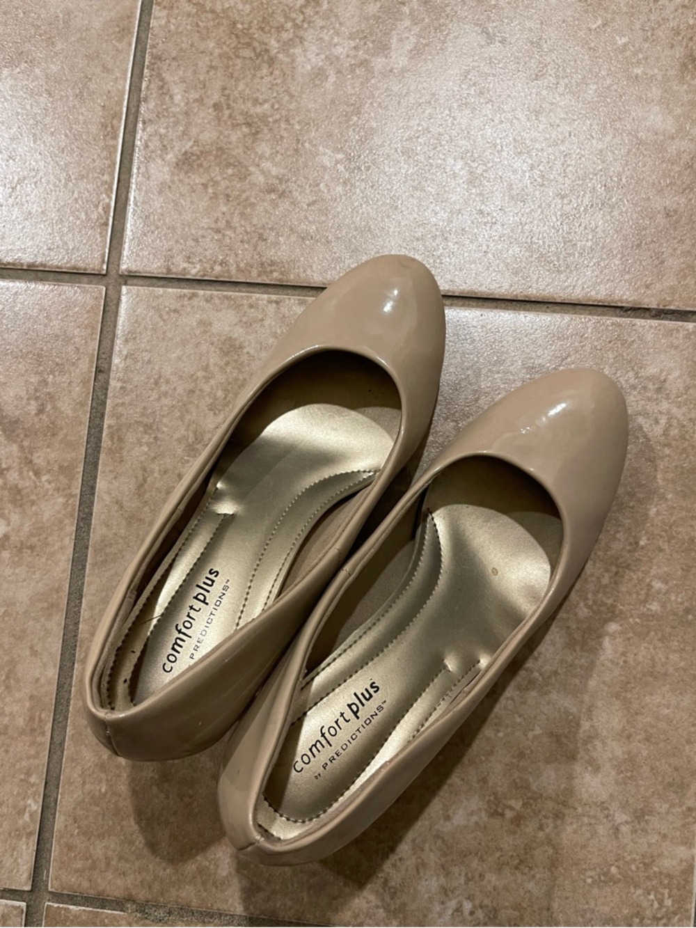 Comfort Plus Nude Patent Round-Toe Flats